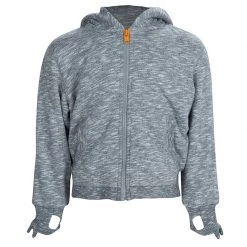 Stella McCartney Kids Grey Slub Knit Bear Hood Detail Zip Front Jacket 4 Yrs For Kids