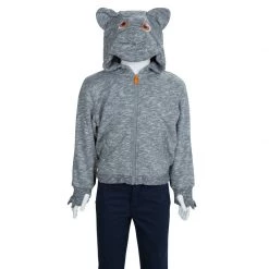Stella McCartney Kids Grey Slub Knit Bear Hood Detail Zip Front Jacket 4 Yrs For Kids 12 Stella McCartney Kids Grey Slub Knit Bear Hood Detail Zip Front Jacket 4 Yrs For Kids -Stella McCartney Sales luxury kids stella mccartney used boys clothing p67696 003