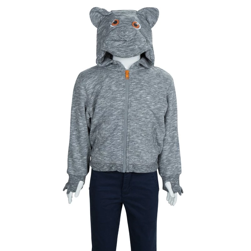 Stella McCartney Kids Grey Slub Knit Bear Hood Detail Zip Front Jacket 4 Yrs For Kids 5 Stella McCartney Kids Grey Slub Knit Bear Hood Detail Zip Front Jacket 4 Yrs For Kids - Image 3