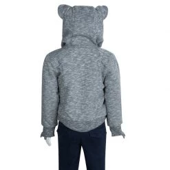 Stella McCartney Kids Grey Slub Knit Bear Hood Detail Zip Front Jacket 4 Yrs For Kids 14 Stella McCartney Kids Grey Slub Knit Bear Hood Detail Zip Front Jacket 4 Yrs For Kids -Stella McCartney Sales luxury kids stella mccartney used boys clothing p67696 005