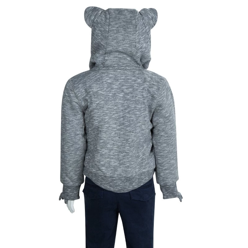 Stella McCartney Kids Grey Slub Knit Bear Hood Detail Zip Front Jacket 4 Yrs For Kids 7 Stella McCartney Kids Grey Slub Knit Bear Hood Detail Zip Front Jacket 4 Yrs For Kids - Image 5