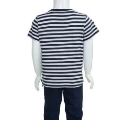 Stella McCartney Kids Striped Jersey Donut Print Crew Neck T-Shirt 6 Yrs For Kids -Stella McCartney Sales luxury kids stella mccartney used boys clothing p70205 003