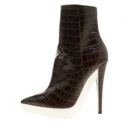 Stella McCartney Brown Croc Embossed Ankle Boots Size 39 For Men -Stella McCartney Sales luxury men stella mccartney used shoes p137992 002