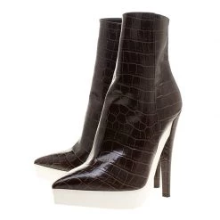 Stella McCartney Brown Croc Embossed Ankle Boots Size 39 For Men -Stella McCartney Sales luxury men stella mccartney used shoes p137992 004