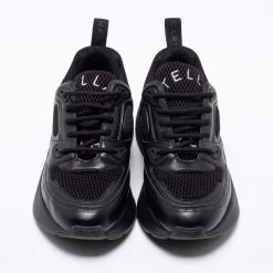 Stella McCartney Black Faux Leather And Mesh Low-Top Sneakers Size 42 For Men -Stella McCartney Sales luxury men stella mccartney used shoes p671241 006