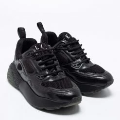 Stella McCartney Black Faux Leather And Mesh Low-Top Sneakers Size 42 For Men -Stella McCartney Sales luxury men stella mccartney used shoes p671241 007