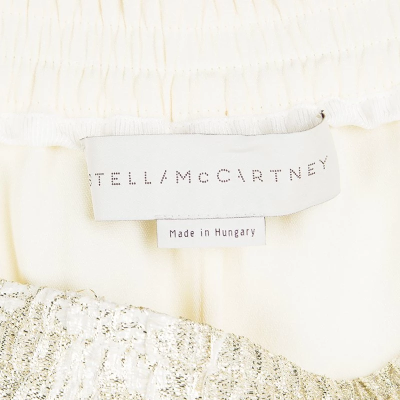 Stella McCartney Cream Silk Floral Lurex Jacquard Christine Pants M For Women 7 Stella McCartney Cream Silk Floral Lurex Jacquard Christine Pants M For Women - Image 5