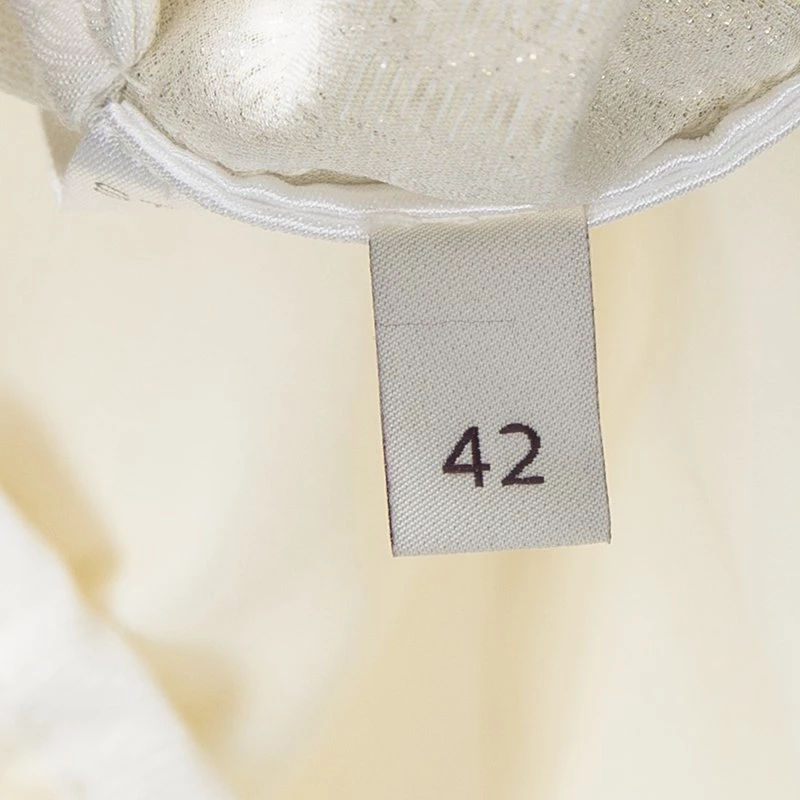 Stella McCartney Cream Silk Floral Lurex Jacquard Christine Pants M For Women 8 Stella McCartney Cream Silk Floral Lurex Jacquard Christine Pants M For Women - Image 6