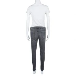 Stella McCartney Grey Washed Denim Crystal Embellished Ankle Grazer Jeans M For Women -Stella McCartney Sales luxury women stella mccartney new clothes p108612 003