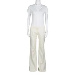 Stella McCartney Cream Wool Mohair Wide Leg Alberta Trousers S For Women -Stella McCartney Sales luxury women stella mccartney new clothes p133836 002