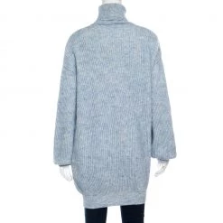Stella McCartney Mottled Blue Wool And Mohair Blend Rib Knit Turtleneck Sweater L For Women -Stella McCartney Sales luxury women stella mccartney new clothes p162172 001