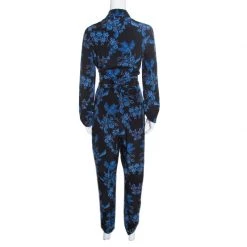 Stella McCartney Black And Blue Floral Printed Silk Belted Natalia Jumpsuit M For Women -Stella McCartney Sales luxury women stella mccartney new clothes p164632 002