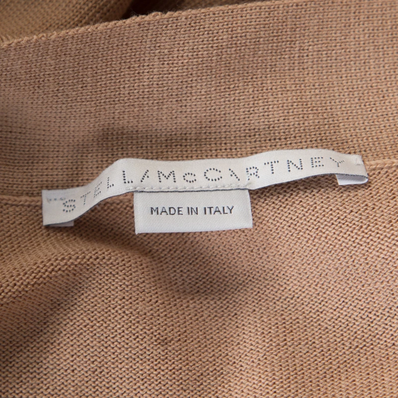 Stella McCartney Brown Wool Contrast Silk Panel Asymmetric Cardigan S For Women 8 Stella McCartney Brown Wool Contrast Silk Panel Asymmetric Cardigan S For Women - Image 6