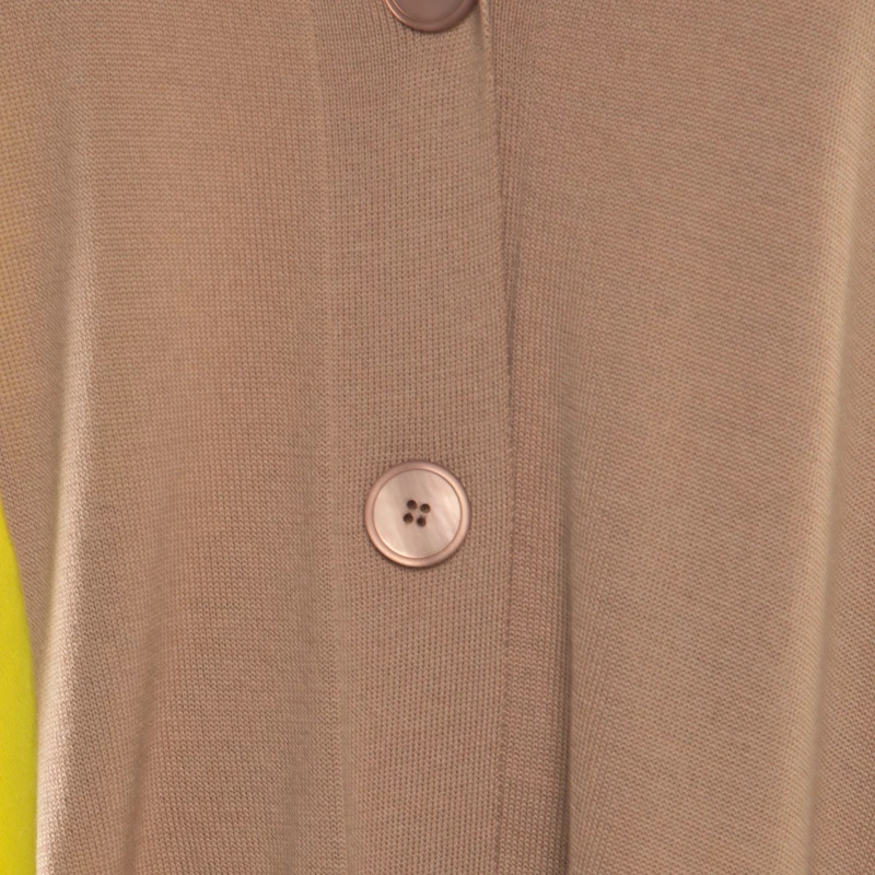 Stella McCartney Brown Wool Contrast Silk Panel Asymmetric Cardigan S For Women 7 Stella McCartney Brown Wool Contrast Silk Panel Asymmetric Cardigan S For Women - Image 5