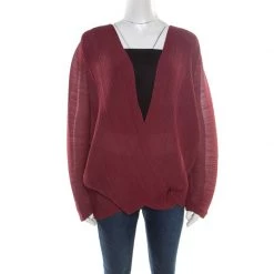 Stella McCartney Bordeaux Plisse Wrap Top S For Women