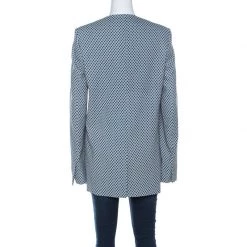 Stella McCartney Blue & White Print Heavy Applique Detail Oversized Blazer M For Women -Stella McCartney Sales luxury women stella mccartney new clothes p223521 006