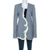 Stella McCartney Blue & White Print Heavy Applique Detail Oversized Blazer M For Women -Stella McCartney Sales luxury women stella mccartney new clothes p223521 007