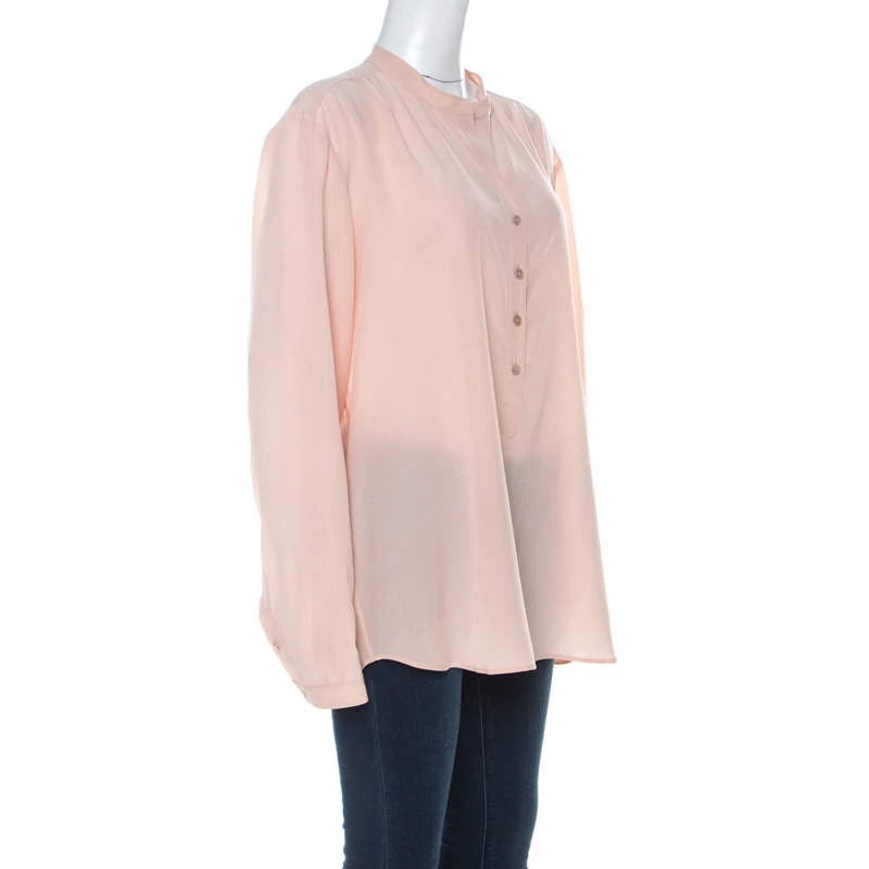 Stella McCartney Pale Pink Silk Full Sleeve Rose Eva Shirt XL For Women 4 Stella McCartney Pale Pink Silk Full Sleeve Rose Eva Shirt XL For Women - Image 2