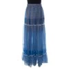 Stella McCartney Blue Printed Silk-Blend Chiffon Tiered Maxi Elsa Skirt XL For Women