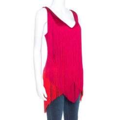 Stella McCartney Red Crepe Fringe Detail Sleeveless Top M For Women -Stella McCartney Sales luxury women stella mccartney new clothes p248095 001