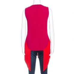 Stella McCartney Red Crepe Fringe Detail Sleeveless Top M For Women -Stella McCartney Sales luxury women stella mccartney new clothes p248095 006