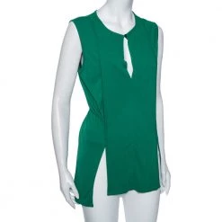 Stella McCartney Green Jersey Pleated Front Detail Top M For Women -Stella McCartney Sales luxury women stella mccartney new clothes p493220 002