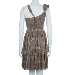 Stella McCartney Brown Lurex Infused Crinkled Silk Cocktail Dress S For Women -Stella McCartney Sales luxury women stella mccartney new clothes p56757 003