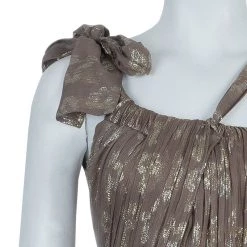 Stella McCartney Brown Lurex Infused Crinkled Silk Cocktail Dress S For Women -Stella McCartney Sales luxury women stella mccartney new clothes p56757 005