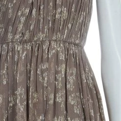 Stella McCartney Brown Lurex Infused Crinkled Silk Cocktail Dress S For Women -Stella McCartney Sales luxury women stella mccartney new clothes p56757 007