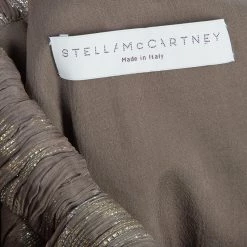 Stella McCartney Brown Lurex Infused Crinkled Silk Cocktail Dress S For Women -Stella McCartney Sales luxury women stella mccartney new clothes p56757 009