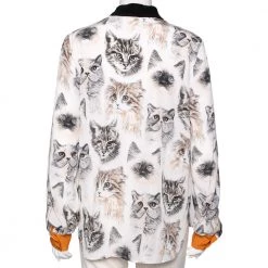 Stella McCartney Multicolored Cat Print Silk Wilson Shirt M For Women -Stella McCartney Sales luxury women stella mccartney new clothes p584657 009