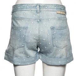 Stella McCartney Light Blue Denim Star Embroidered Shorts L For Women -Stella McCartney Sales luxury women stella mccartney new clothes p614675 002