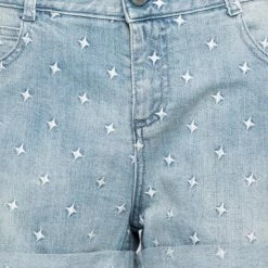 Stella McCartney Light Blue Denim Star Embroidered Shorts L For Women -Stella McCartney Sales luxury women stella mccartney new clothes p614675 005
