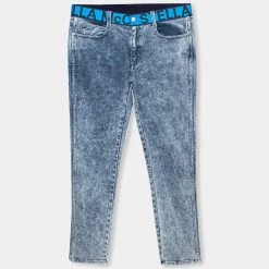 Stella McCartney Blue Denim Logo Waistband Jeans L For Women