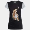 Stella McCartney Black Cotton Tiger Embroidered Short Sleeve T-Shirt M For Women -Stella McCartney Sales luxury women stella mccartney new clothes p644174 001