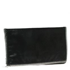 Stella McCartney Black Faux Leather Falabella Fold Over Clutch For Women -Stella McCartney Sales luxury women stella mccartney new handbags p100940 0003