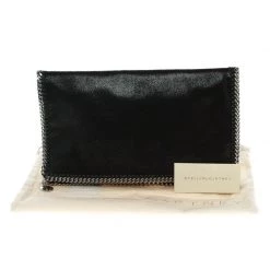 Stella McCartney Black Faux Leather Falabella Fold Over Clutch For Women -Stella McCartney Sales luxury women stella mccartney new handbags p100940 0009
