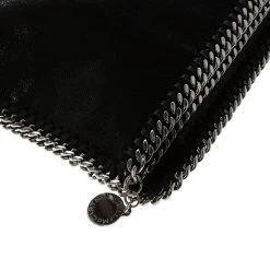Stella McCartney Black Faux Leather Falabella Fold Over Clutch For Women -Stella McCartney Sales luxury women stella mccartney new handbags p100940 0011
