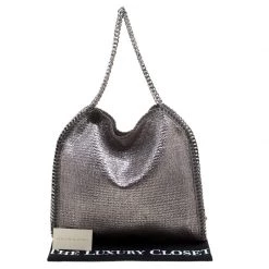 Stella McCartney Metallic Silver Boucle Fabric Small Falabella Tote For Women -Stella McCartney Sales luxury women stella mccartney new handbags p114979 009
