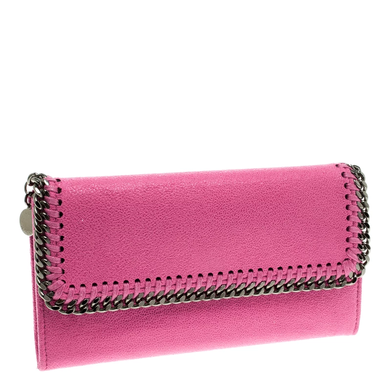 Stella McCartney Pink Faux Suede Falabella Flap Wallet For Women 5 Stella McCartney Pink Faux Suede Falabella Flap Wallet For Women - Image 3