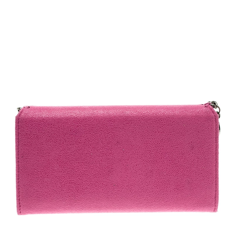 Stella McCartney Pink Faux Suede Falabella Flap Wallet For Women 6 Stella McCartney Pink Faux Suede Falabella Flap Wallet For Women - Image 4
