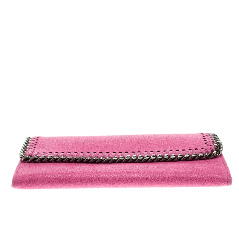Stella McCartney Pink Faux Suede Falabella Flap Wallet For Women 8 Stella McCartney Pink Faux Suede Falabella Flap Wallet For Women - Image 6