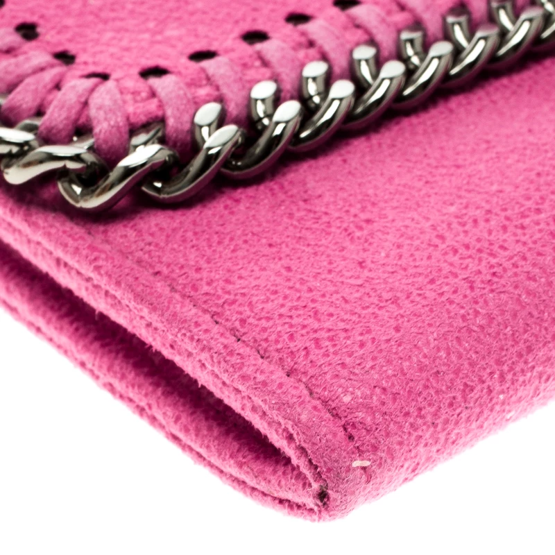 Stella McCartney Pink Faux Suede Falabella Flap Wallet For Women 11 Stella McCartney Pink Faux Suede Falabella Flap Wallet For Women - Image 9