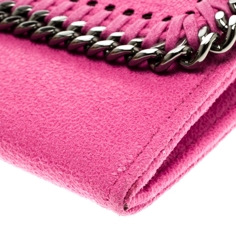 Stella McCartney Pink Faux Suede Falabella Flap Wallet For Women 12 Stella McCartney Pink Faux Suede Falabella Flap Wallet For Women - Image 10