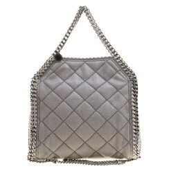 Stella McCartney Light Grey Quilted Faux Suede Mini Falabella Tote For Women