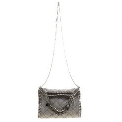Stella McCartney Light Grey Quilted Faux Suede Mini Falabella Tote For Women -Stella McCartney Sales luxury women stella mccartney new handbags p132952 003