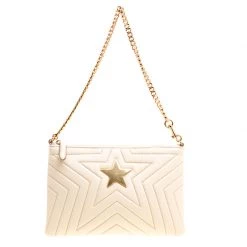 Stella McCartney Sales 6 Stella McCartney Beige Faux Leather Stella Star Clutch For Women