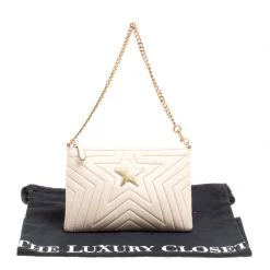 Stella McCartney Beige Faux Leather Stella Star Clutch For Women -Stella McCartney Sales luxury women stella mccartney new handbags p158030 0009