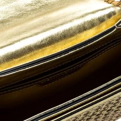 Stella McCartney Metallic Gold Wicker Faux Leather Medium Falabella Box Shoulder Bag For Women -Stella McCartney Sales luxury women stella mccartney new handbags p168006 003