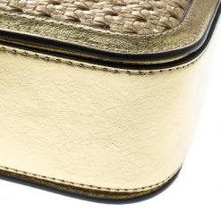 Stella McCartney Metallic Gold Wicker Faux Leather Medium Falabella Box Shoulder Bag For Women -Stella McCartney Sales luxury women stella mccartney new handbags p168006 004